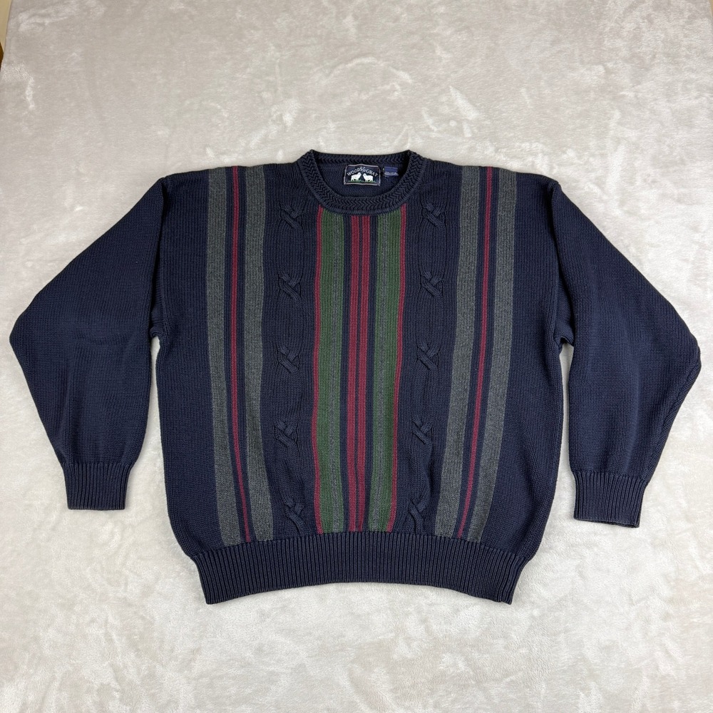 VTG Woods & Gray Cosby Sweater Mens XXL Striped Cable Knit 90s Grandpa Golf Y2K